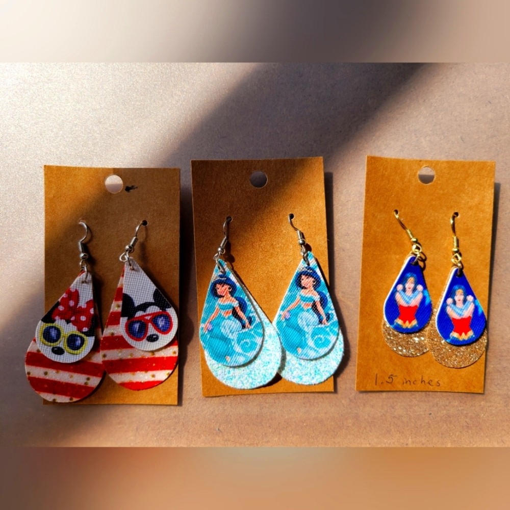 Handmade Disney/Wonderwoman Earrings Bundle